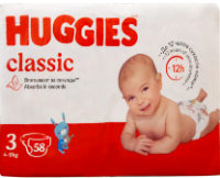 HUGGIES CLASSIC JUMBO 4-9KG N3 USAQ BEZI, 58 pcs